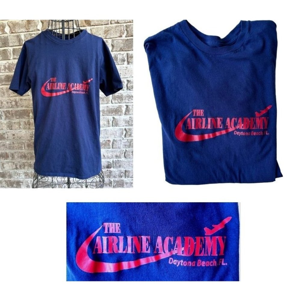 VTG Airline Academy T Shirt Sz M Dayton Beach Florida Flight Attendant P…